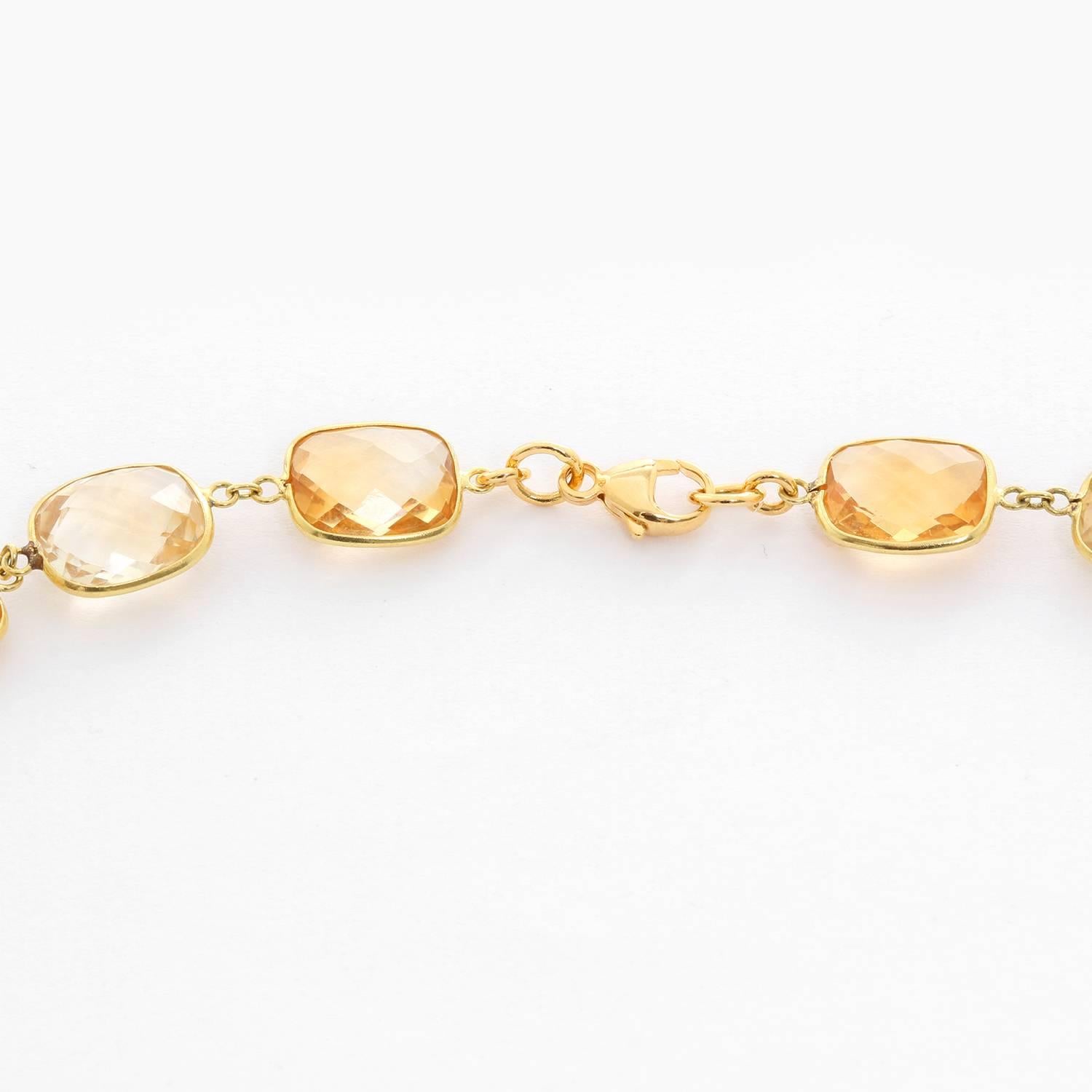 14K Yellow Gold Citrine by the Yard Necklace - . Beautiful 14K Yellow Gold with oval Citrine stones. Length 20 inches. Total weight 20.8 grams.