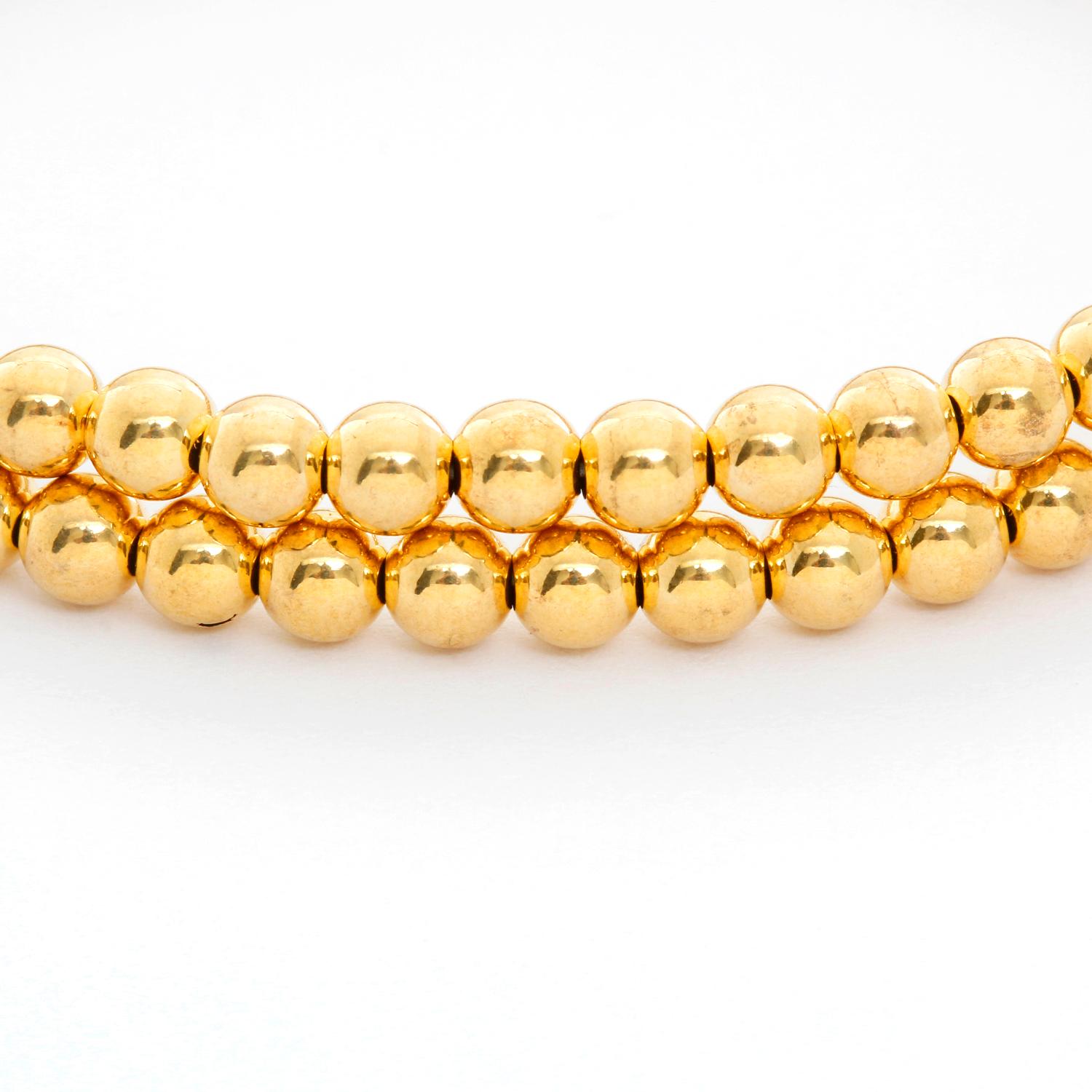 Women's 14 Karat Yellow Gold Beaded Double Strand Wrap Bracelet