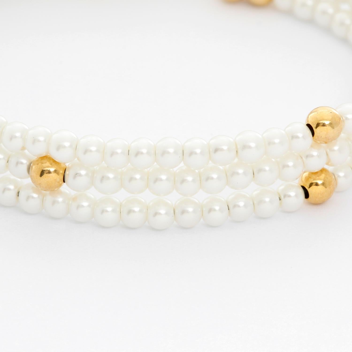 Women's White Pearl Glass Bead Bracelet