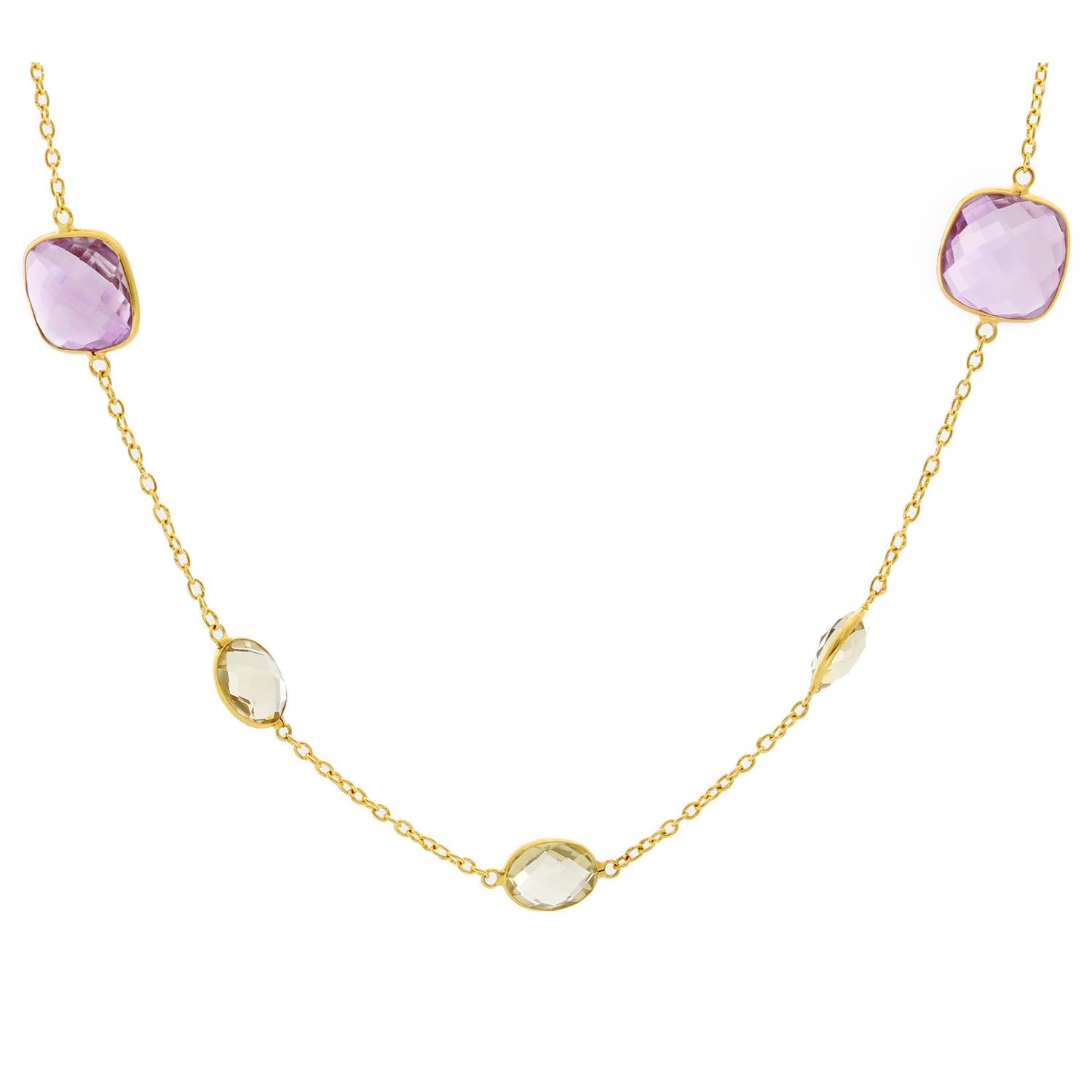 18 Karat Yellow Gold Amethyst Necklace In New Condition In Dallas, TX