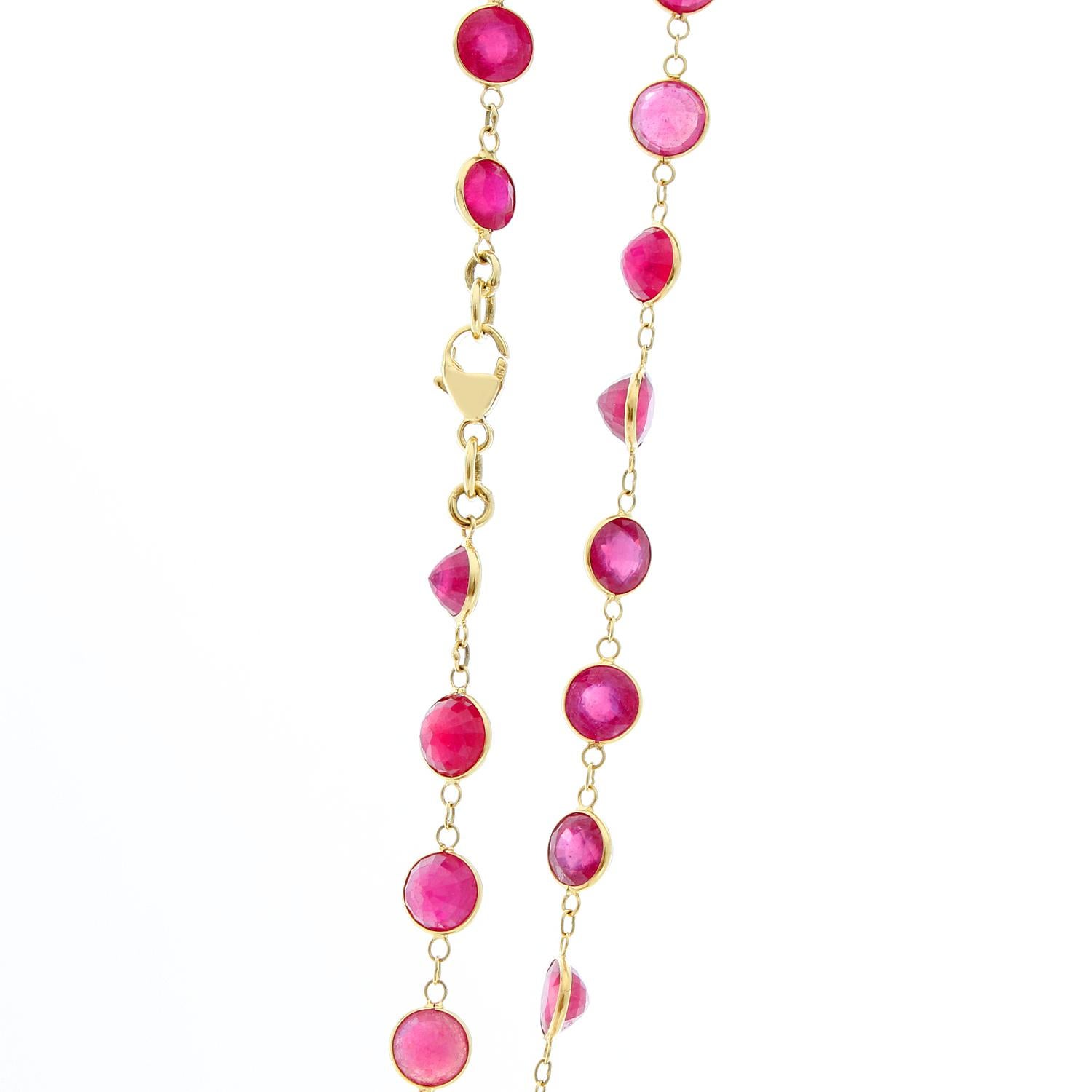 Women's Stunning Ruby and 18 Karat Yellow Gold Necklace
