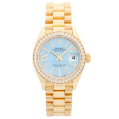 Ladies Rolex President 18 Karat Yellow Gold Diamond Watch 279138