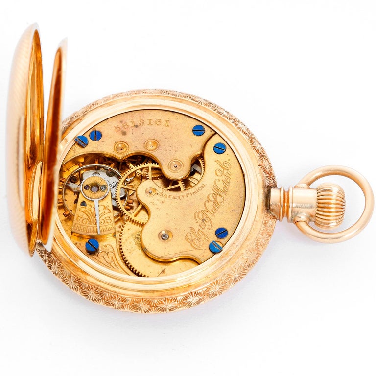 Vintage Elgin Pocket Watch 14 Karat Yellow Gold Pocket Watch For Sale