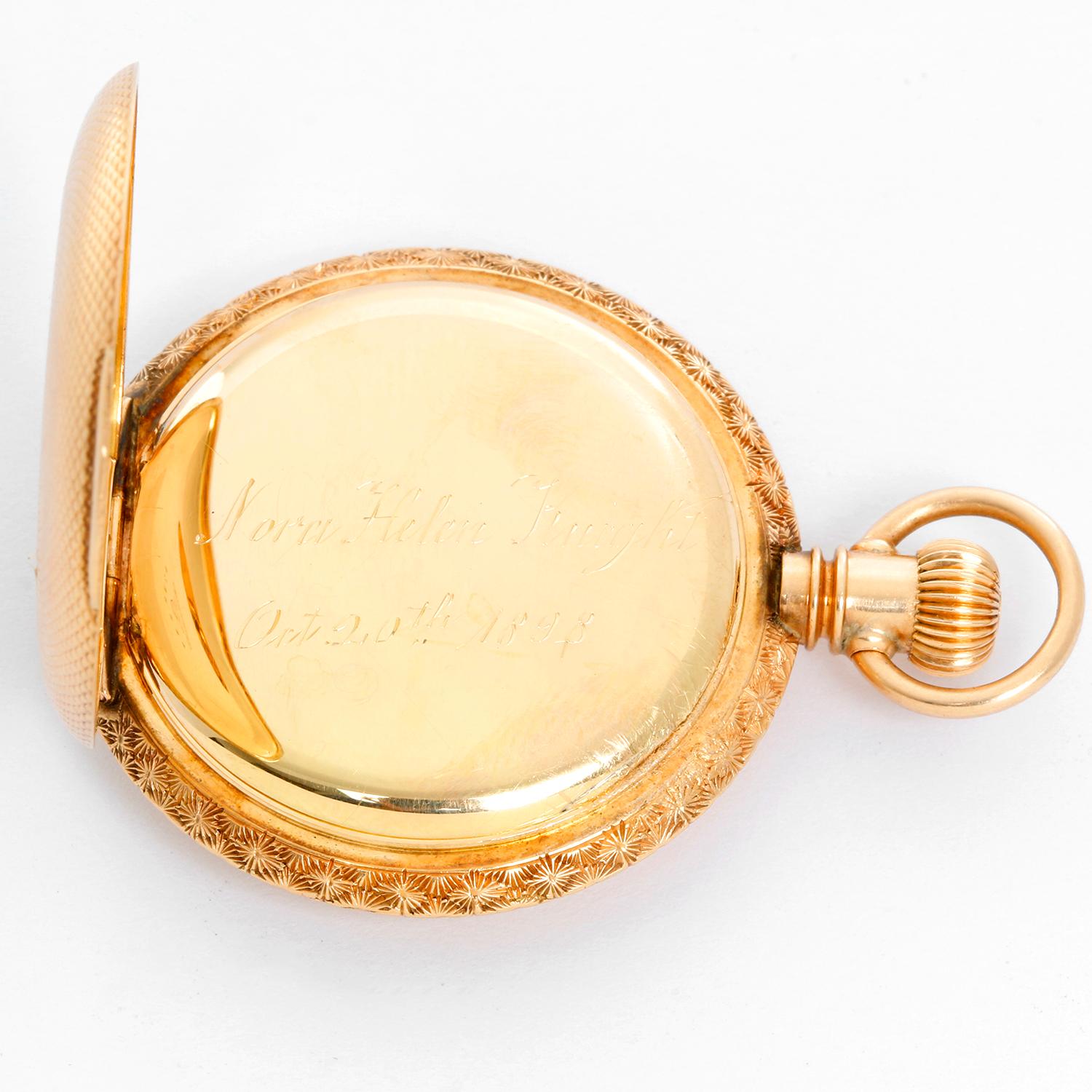 Vintage Elgin Pocket Watch 14 Karat Yellow Gold Pocket Watch In Excellent Condition In Dallas, TX
