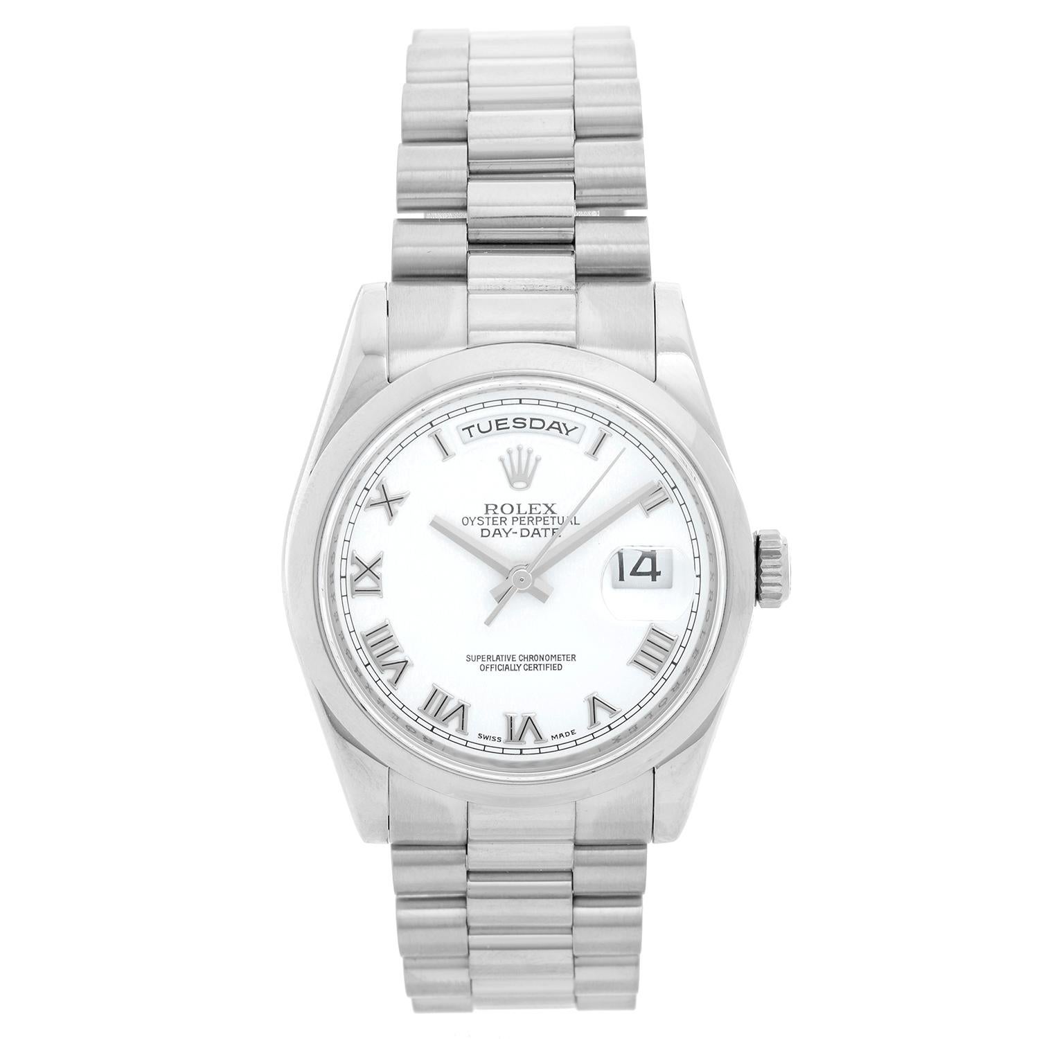 Rolex President Day-Date Men's 18 Karat White Gold Watch 118209
