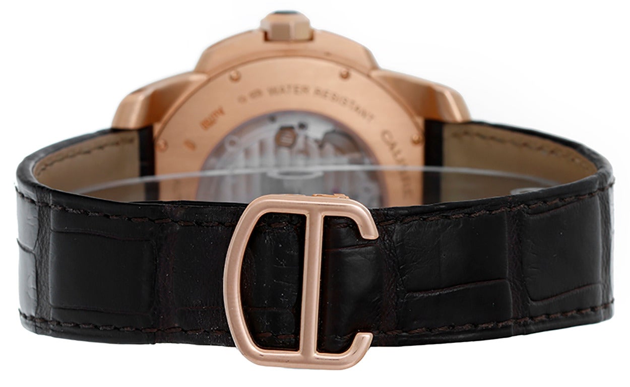 Cartier Calibre de Cartier Rose Gold Automatic Wristwatch Ref W7100009 In Excellent Condition In Dallas, TX