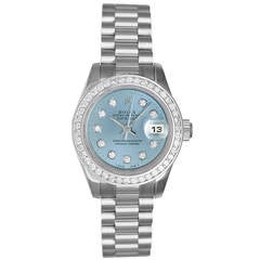 Rolex Lady's Platinum President Glacier Blue Diamond Dial Wristwatch Ref 179136 9