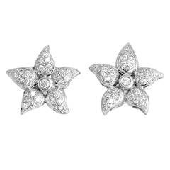 Amazing Diamond White Gold Floral Motif Earrings