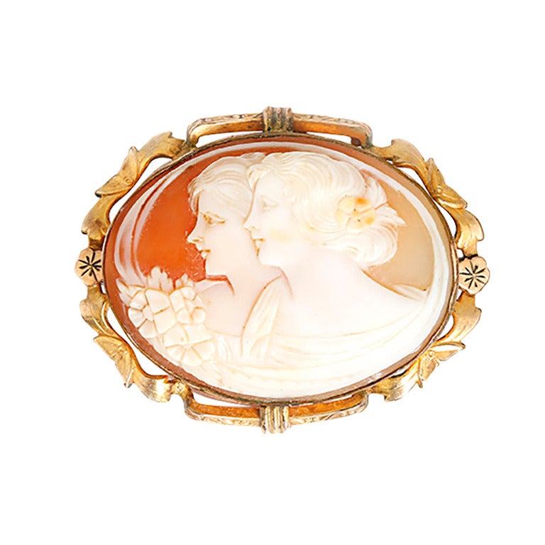 Beautiful 1900s Cameo Gold Brooch