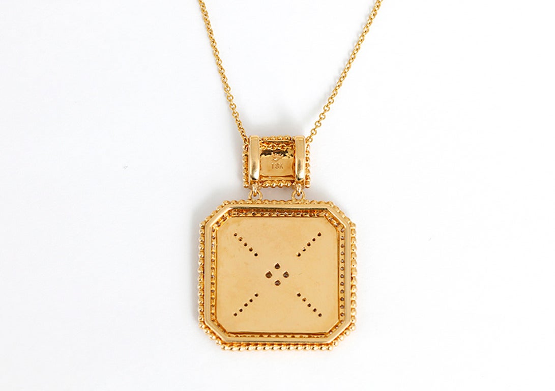 Stunning 98 Diamond  Yellow Gold Pendant Necklace and Chain In New Condition In Dallas, TX