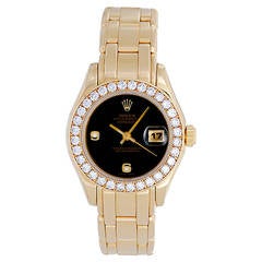 Rolex Lady's Yellow Gold Diamond Masterpiece Pearlmaster Wristwatch Ref 69298 6