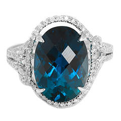 Stunning London Blue Topaz Diamond Gold Ring
