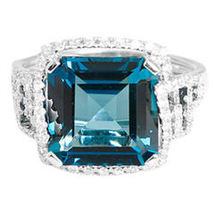Amazing London Blue Topaz Diamond Gold Ring