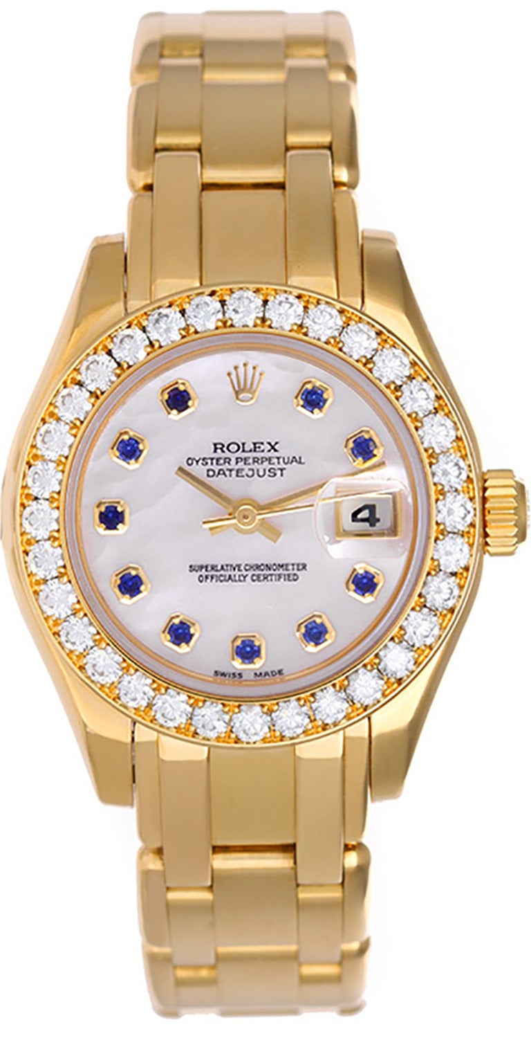 Rolex Ladies Masterpiece/Pearlmaster Gold Diamond Watch 69828