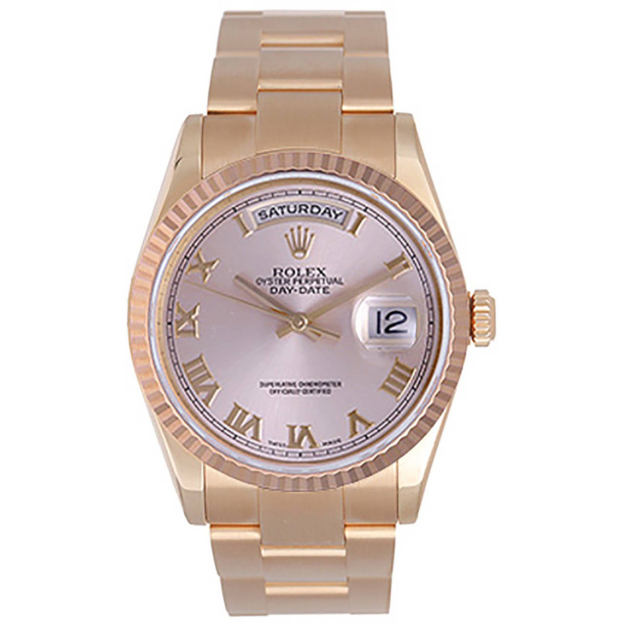 Rolex Rose Gold President Day-Date Roman Dial Wristwatch Ref 118235