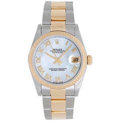 Rolex Yellow Gold Stainless Steel Datejust Chronometer Wristwatch Ref 78273