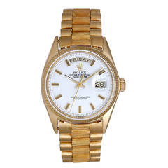 Rolex Yellow Gold President Day-Date Barked Wristwatch Ref 1807