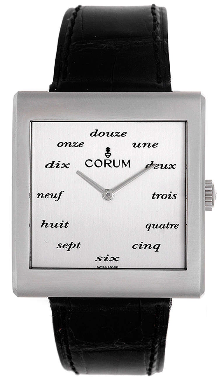 Corum Stainless Steel Oversized Square Buckingham Wristwatch