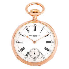 Patek Philippe Rose Gold Open Face Pocket Watch circa 1890