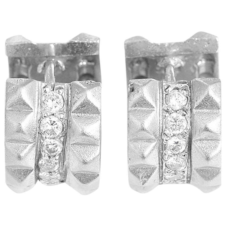 Sue Gragg Beautiful Diamond Gold Huggie Earrings For Sale