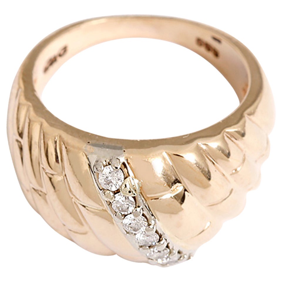 Beautiful Diamond Gold Dome Ring For Sale