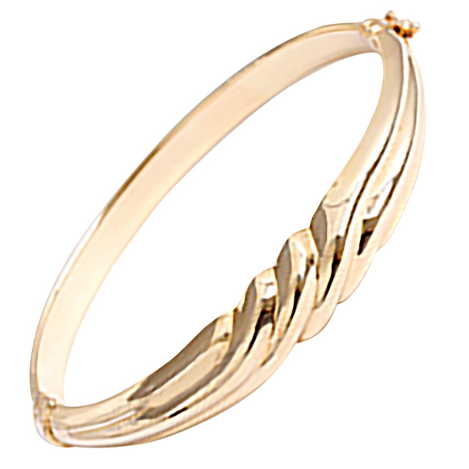 Gold Bangle Bracelet Hinged with Safety Clasp at 1stDibs | gold bangle