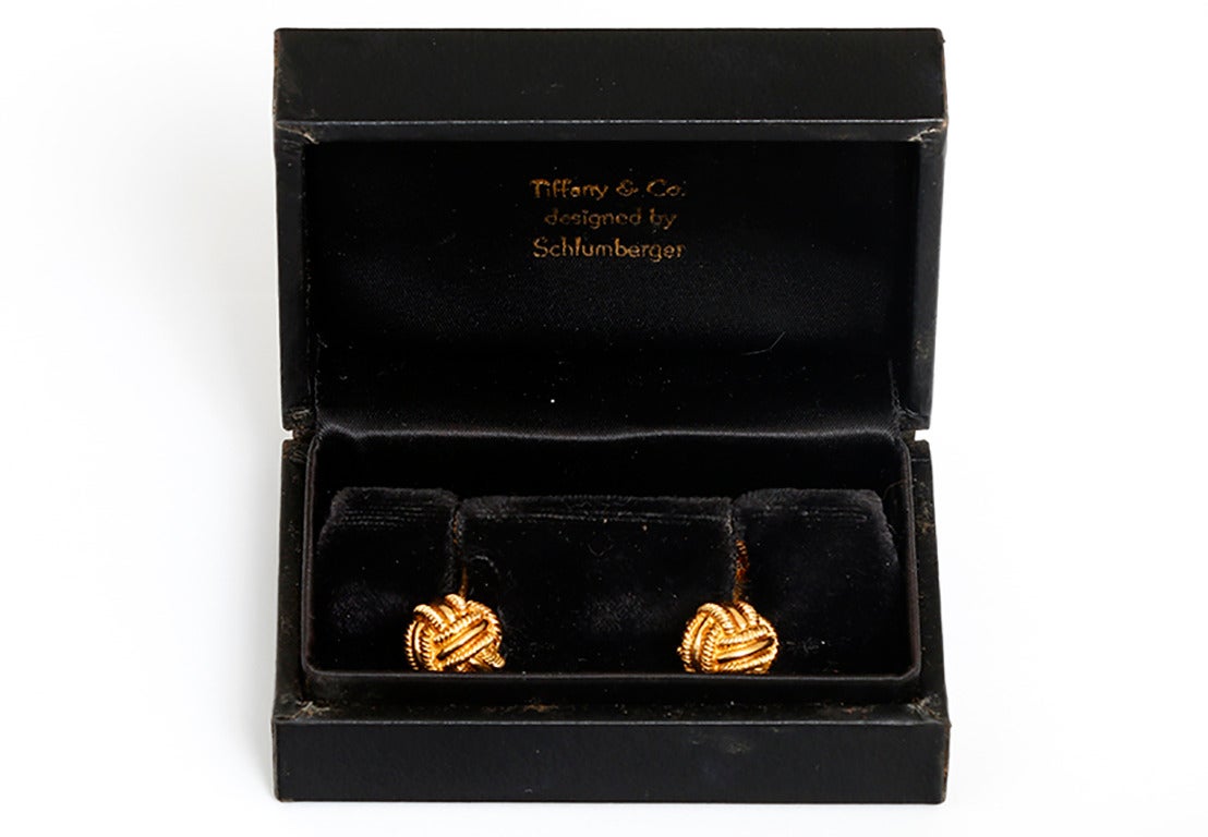 Tiffany & Co. Schlumberger Gold Knot Cufflinks In Excellent Condition In Dallas, TX