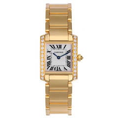 Cartier Lady's Yellow Gold Tank Francaise Diamond Quartz Wristwatch Ref WE1001R8