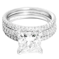 Stunning GIA Certified 3.00 Carat Diamond Platinum Wedding Set