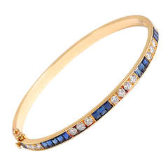 Van Cleef & Arpels Vintage Yellow Gold Sapphire and Diamond Bangle Bracelet