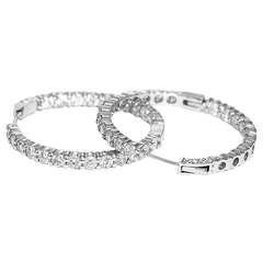 Beautiful Very Large Diamond 7.55ct Hoop Earrings in White Gold