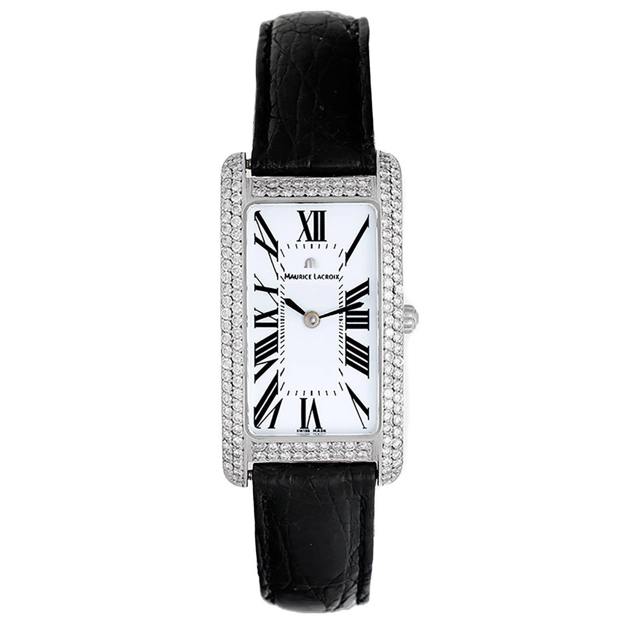 Maurice Lacroix Lady's White Gold Diamond Fiaba Quartz Wristwatch