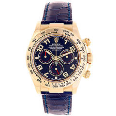 Rolex Yellow Gold Cosmograph Blue Dial Daytona Wristwatch Ref 116518