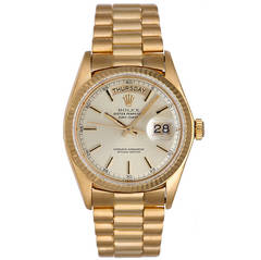 Rolex Yellow Gold President Day-Date Fluted Bezel Wristwatch Ref 1803