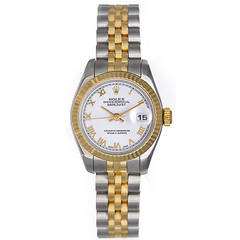 Rolex Lady's Yellow Gold Stainless Steel Datejust Wristwatch Ref 179173 10