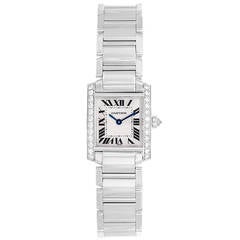 Cartier Lady's White Gold Diamond Tank Francaise Quartz Wristwatch Ref WE1002S3