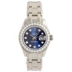 Rolex Lady's White Gold Diamond Pearlmaster Masterpiece Wristwatch Ref 80299