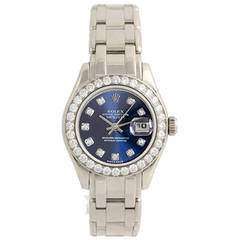 Rolex Lady's White Gold Diamond Pearlmaster Masterpiece Wristwatch Ref 80299 8