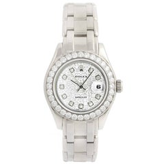 Rolex Lady's White Gold Diamond Pearlmaster Automatic Wristwatch Ref 80299