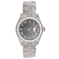 Rolex Lady's White Gold Pearlmaster Mother of Pearl Quartz Wristwatch Ref 80299 9