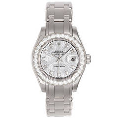 Rolex Lady's White Gold Meteorite Diamond Pearlmaster Wristwatch Ref 80299