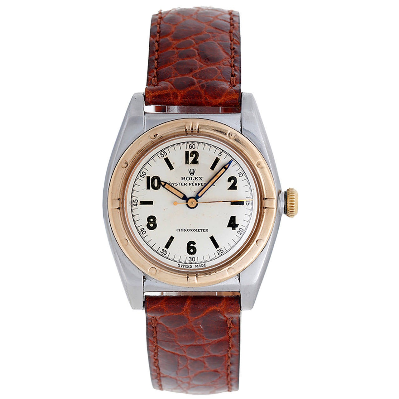 Rolex Yellow Gold Stainless Steel Bubbleback Oyster Perpetual Wristwatch