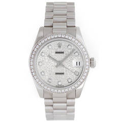Rolex Lady's Platinum Diamond Lady 31 President Midsize Wristwatch Ref 178286