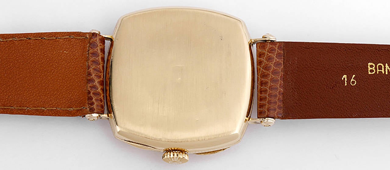 Patek Philippe Yellow Gold Officer's Manual Wind Wristwatch In Good Condition In Dallas, TX