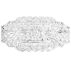 Stunning Art Deco Platinum and Diamond Panel Brooch, ca. 1938 4