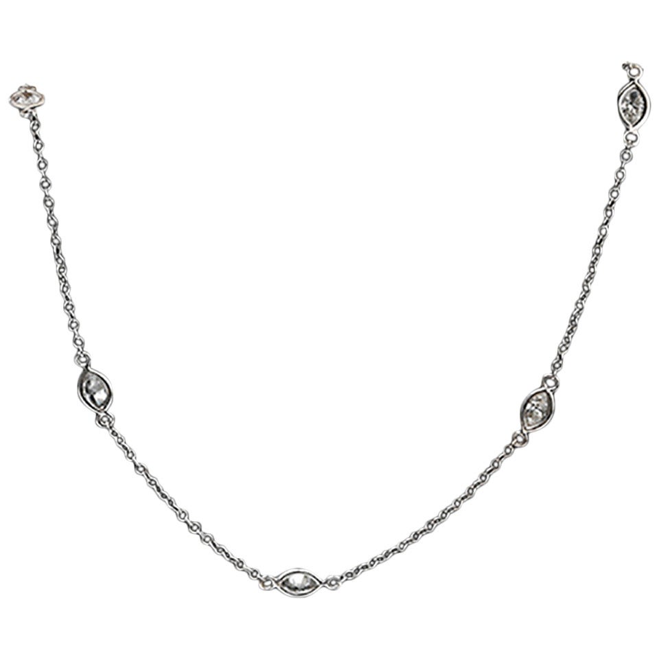 Amazing Marquise-Cut Diamond Gold Necklace