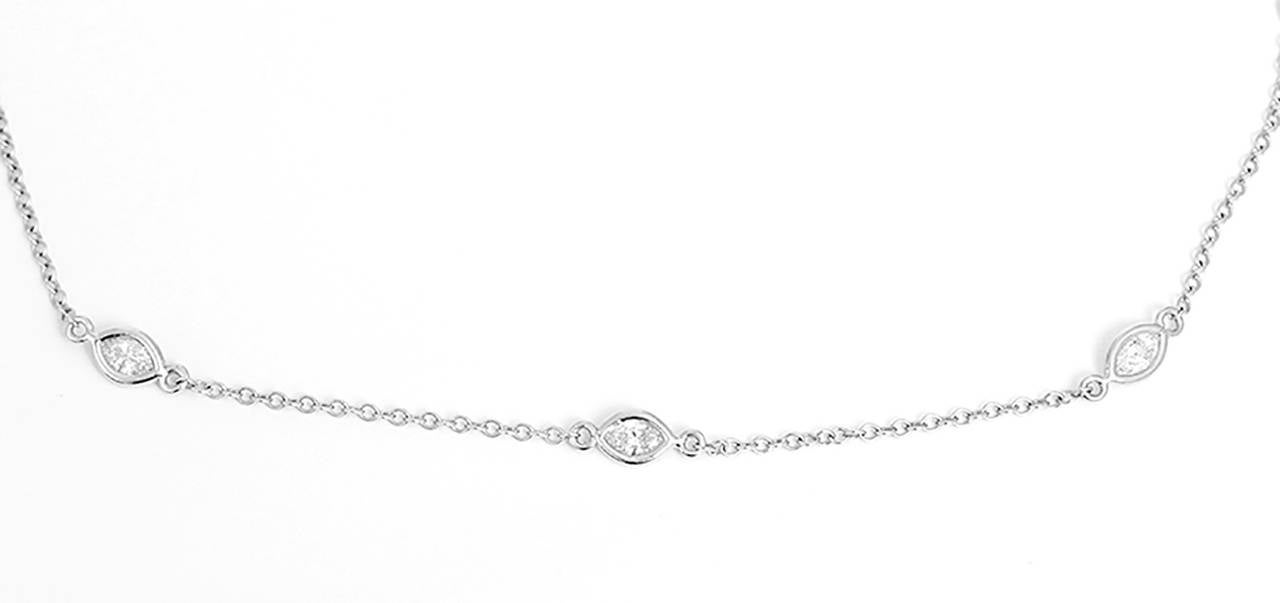 Amazing Marquise-Cut Diamond Gold Necklace In Excellent Condition In Dallas, TX