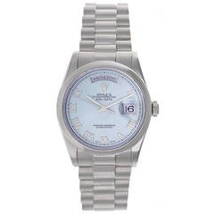 Rolex White Gold Glacier Blue Dial President Day-Date Wristwatch Ref 118209 4