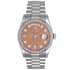 Rolex White Gold President Day-Date Havana Dial Automatic Wristwatch Ref 118209 7