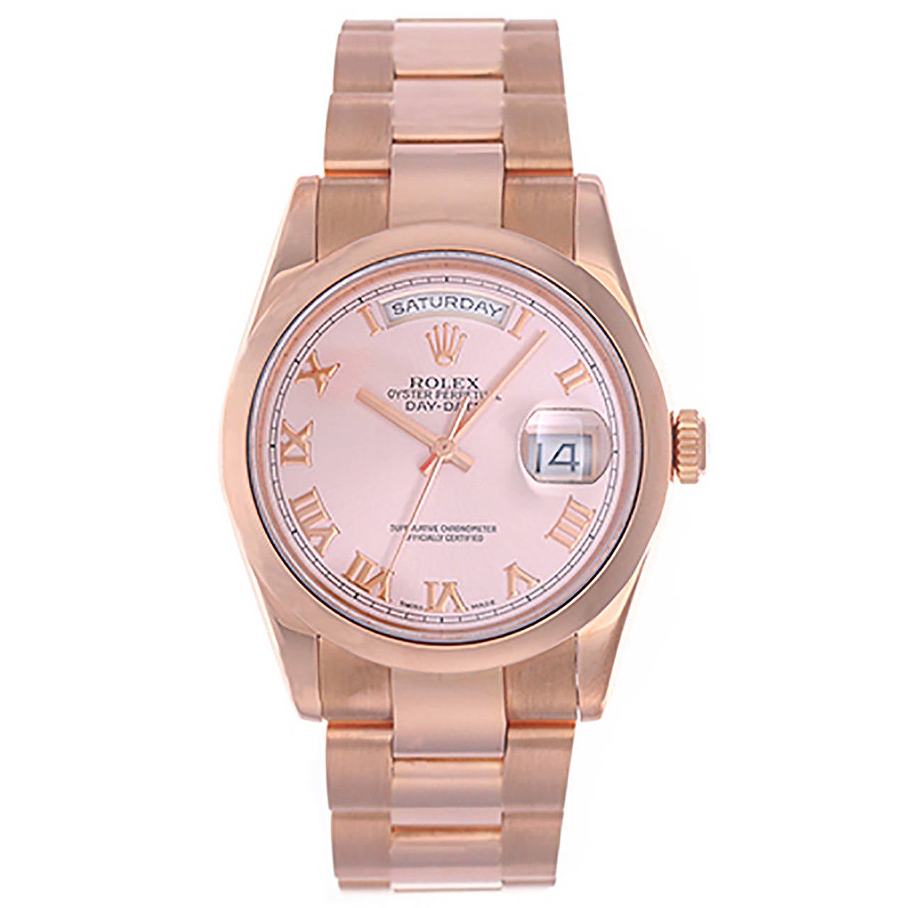 Rolex Rose Gold President Day-Date Automatic Wristwatch Ref 118205